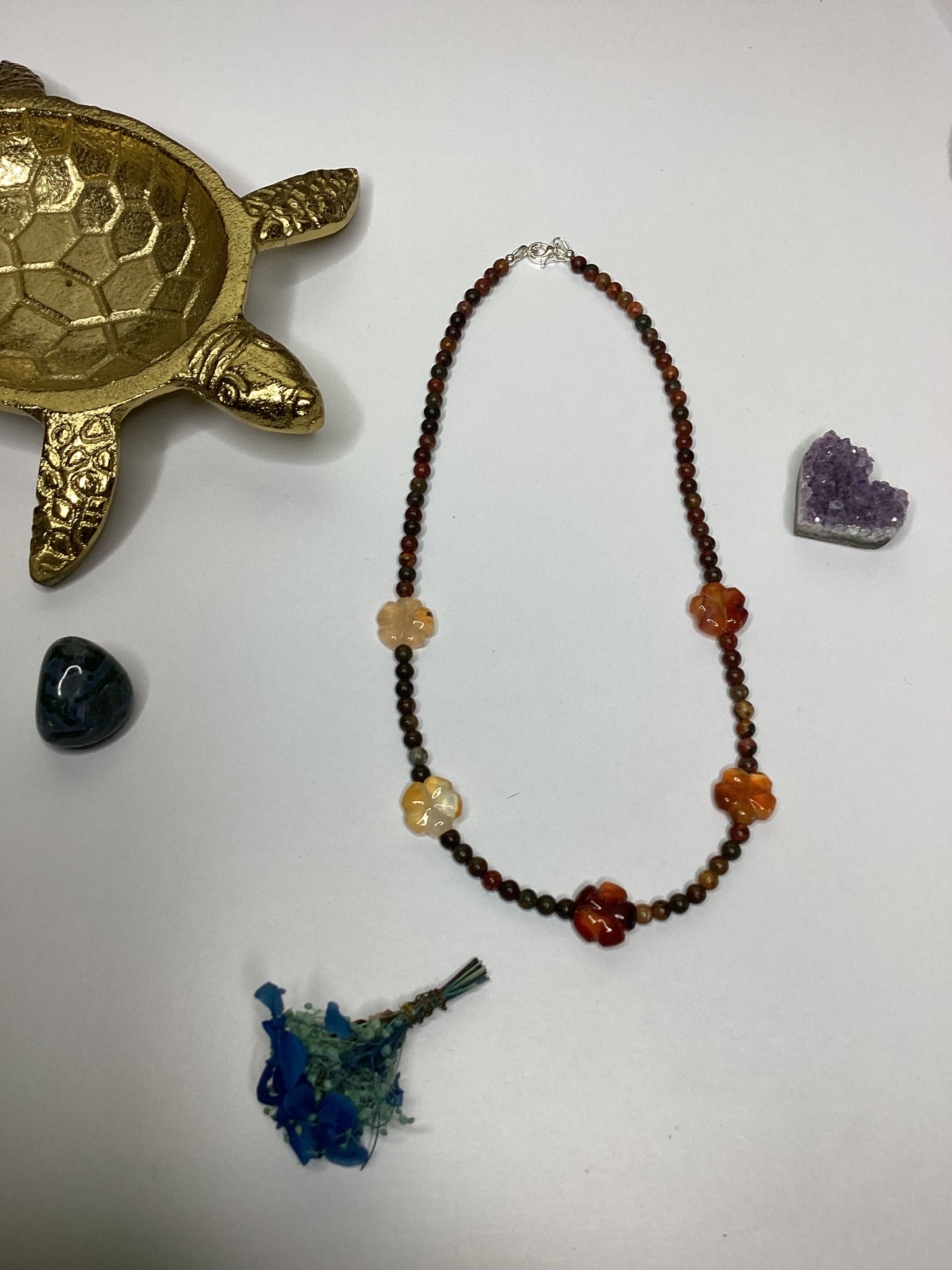 Picasso and Carnelian Flower Necklace
