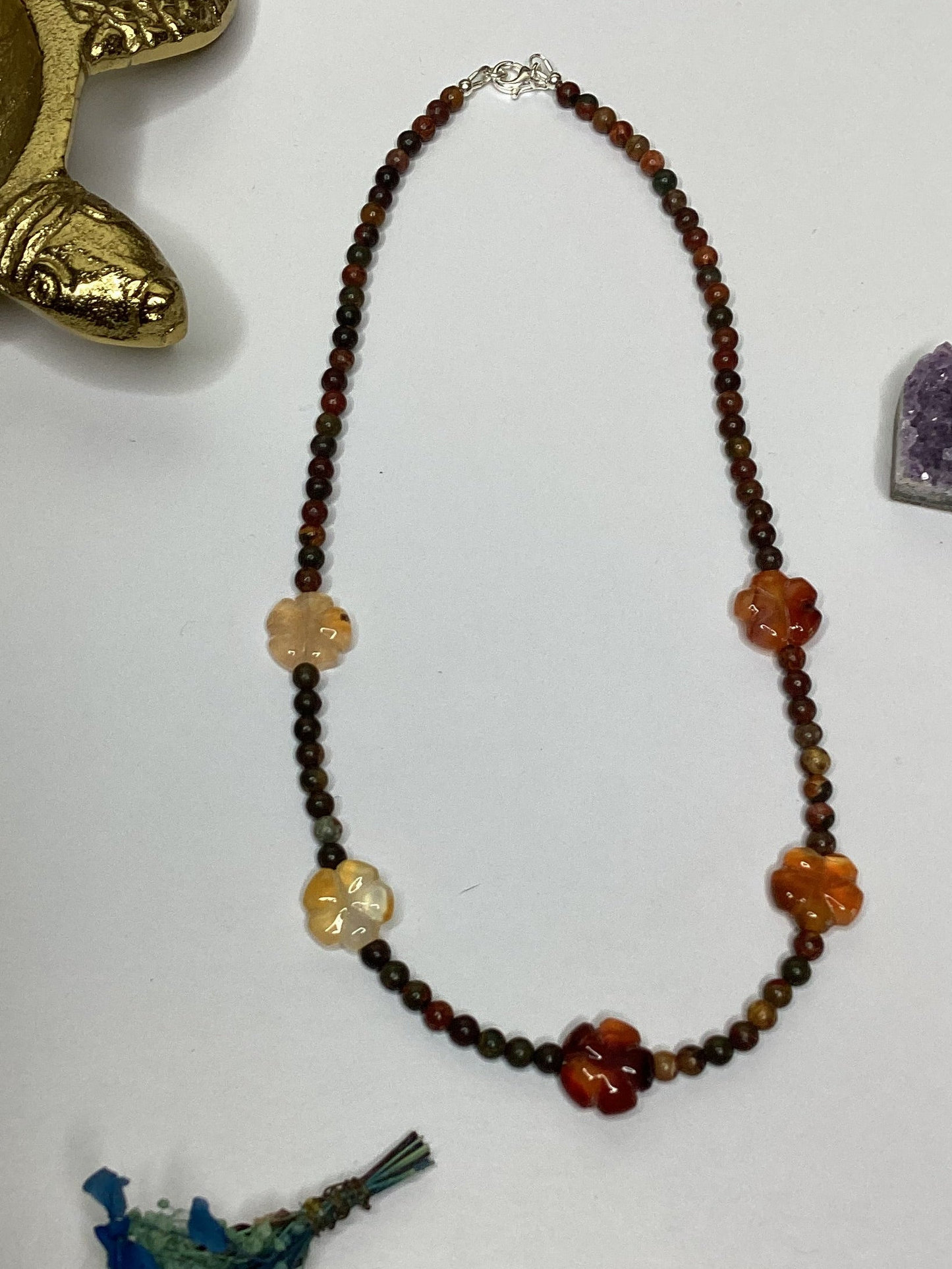 Picasso Jasper and Carnelian Flower Necklace