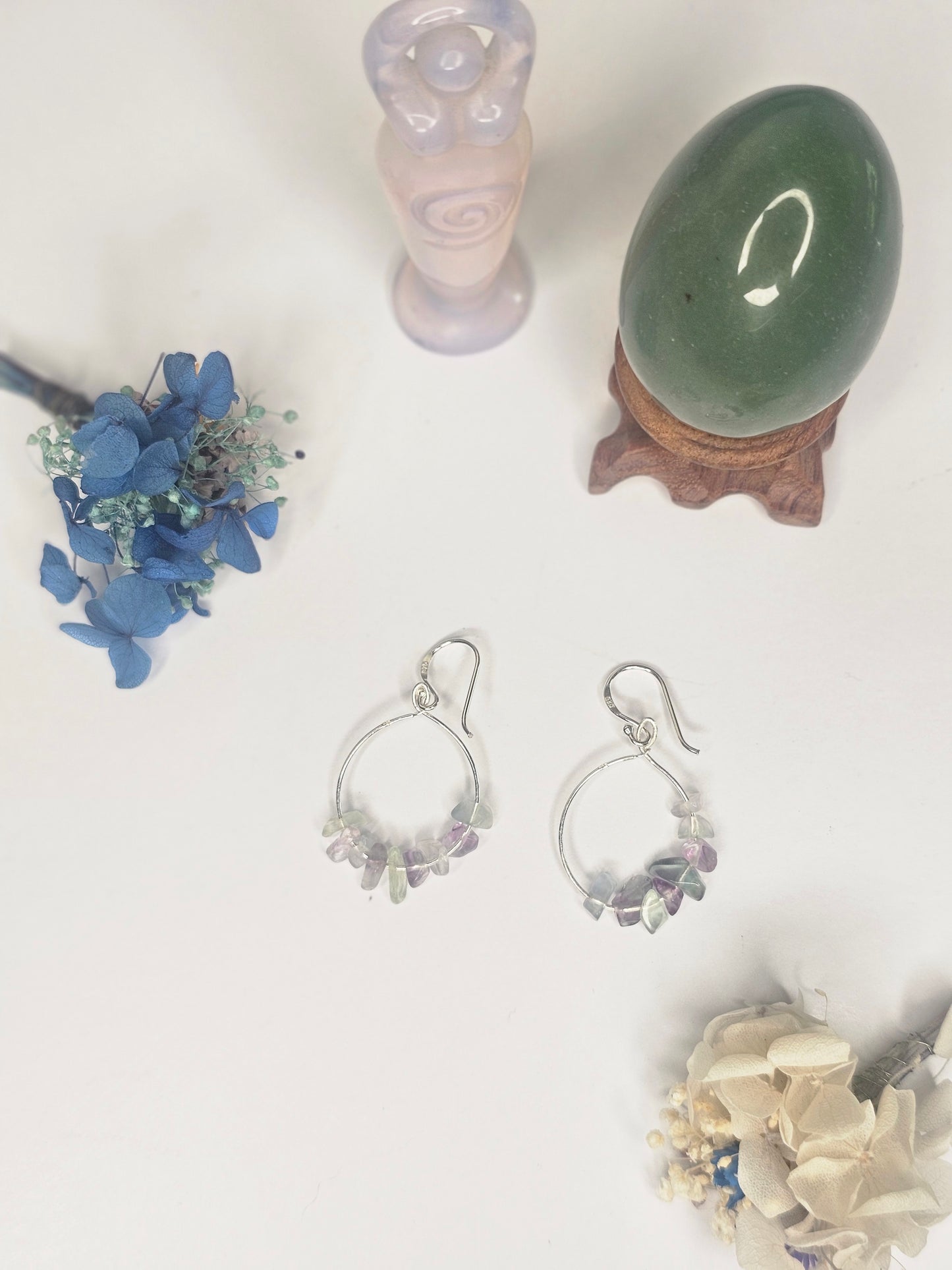 Fluorite Chip Hoop Earrings