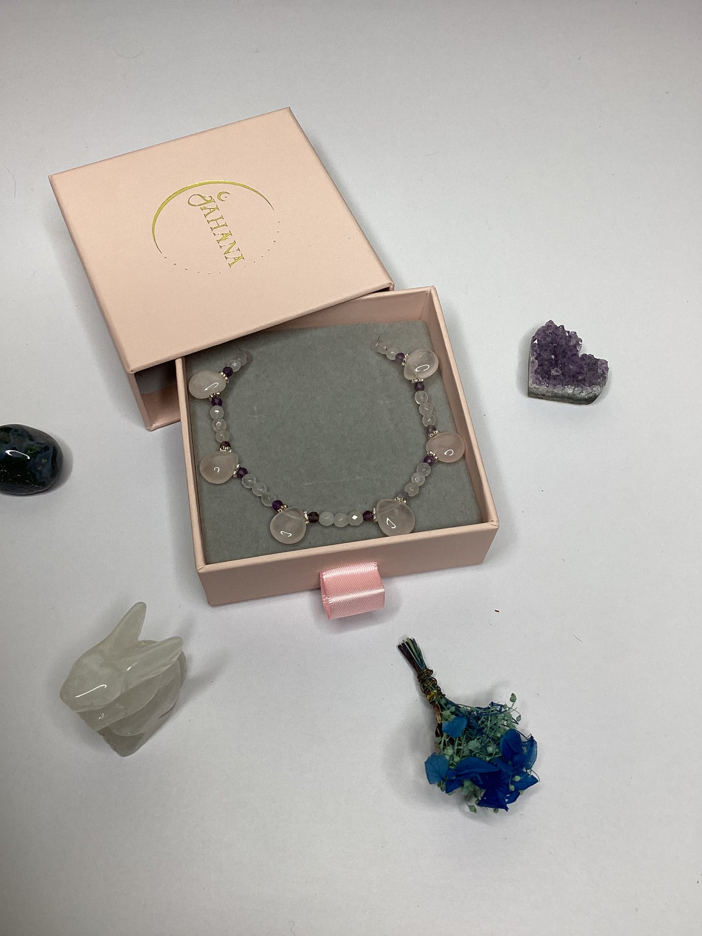 Rose Quartz and Amethyst Tear Drop Necklace