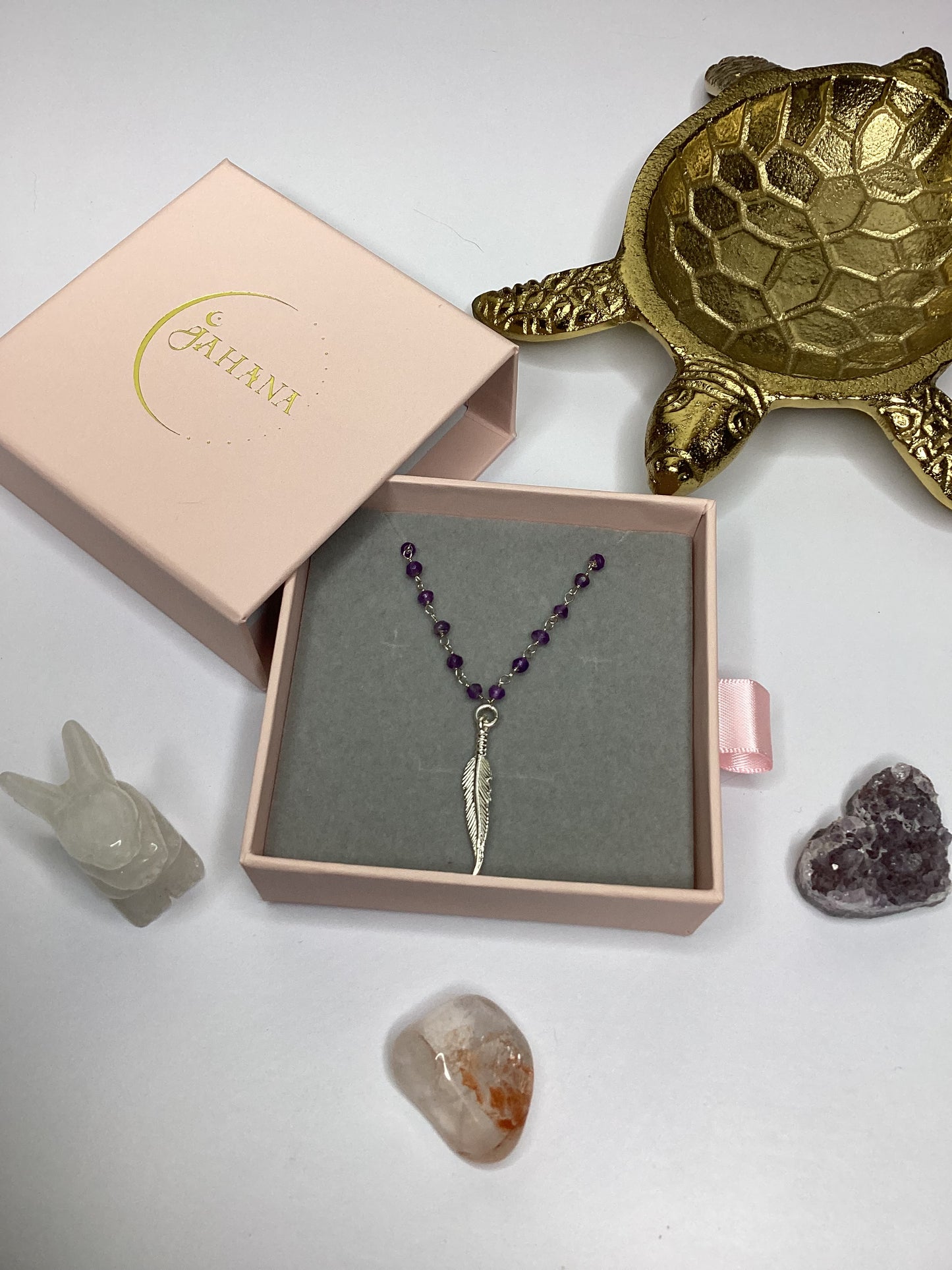 Amethyst with Feather Charm Necklace