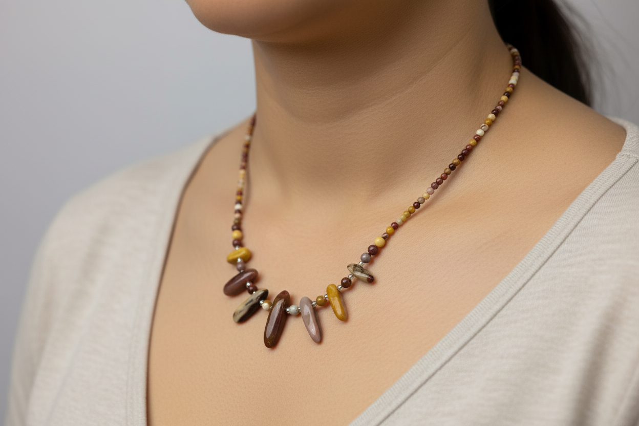 Mookaite Chip Sterling Silver Necklace