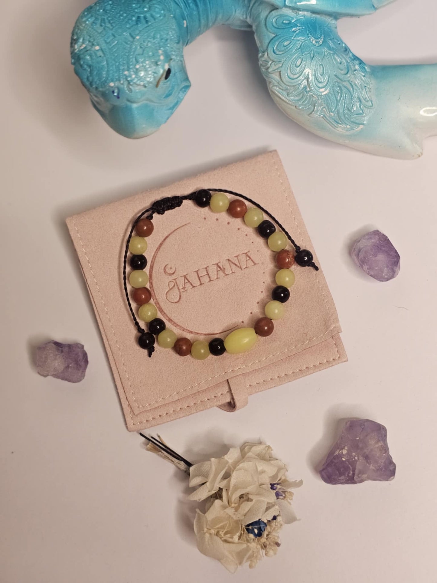 Olive Jade Obsidian Red Jasper Adjustable Bracelet