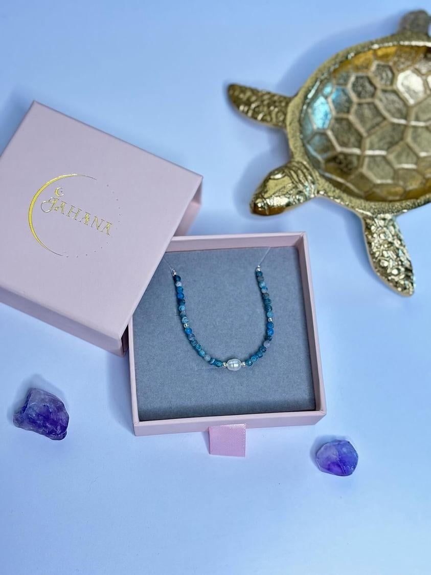 Blue Turquoise Freshwater Pearl Sterling Silver Kids Bracelet