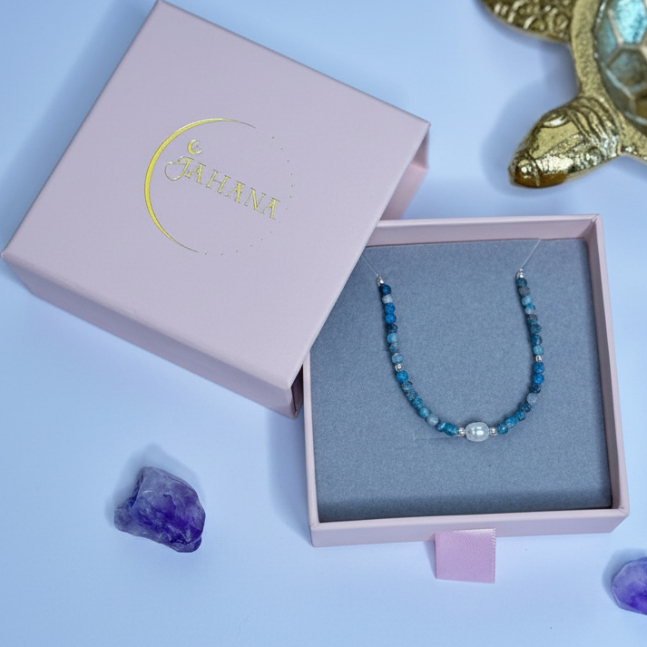 Blue Turquoise and Freshwater Pearl Kids Bracelet