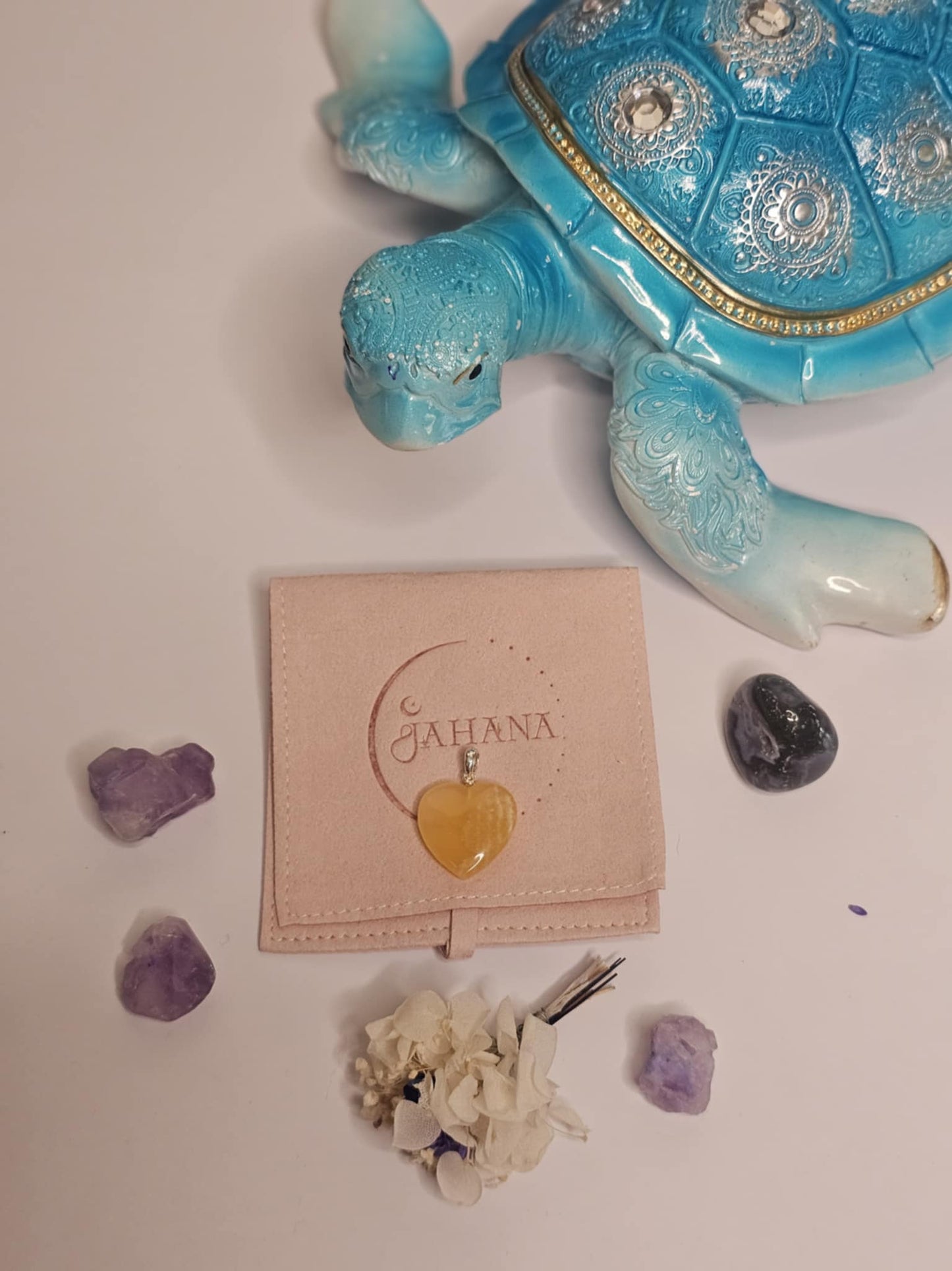 Honey Calcite Heart Shaped Pendant