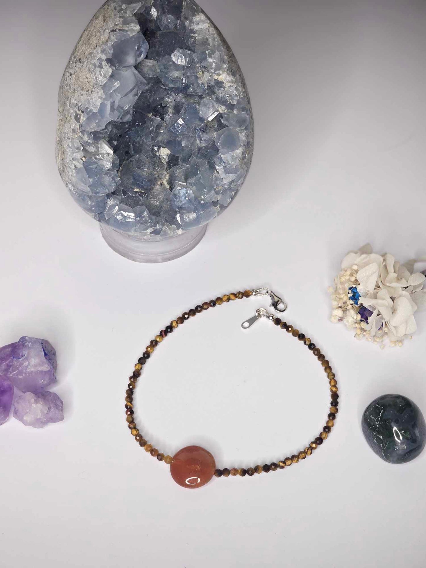 Tiger Eye and Carnelian Anklet