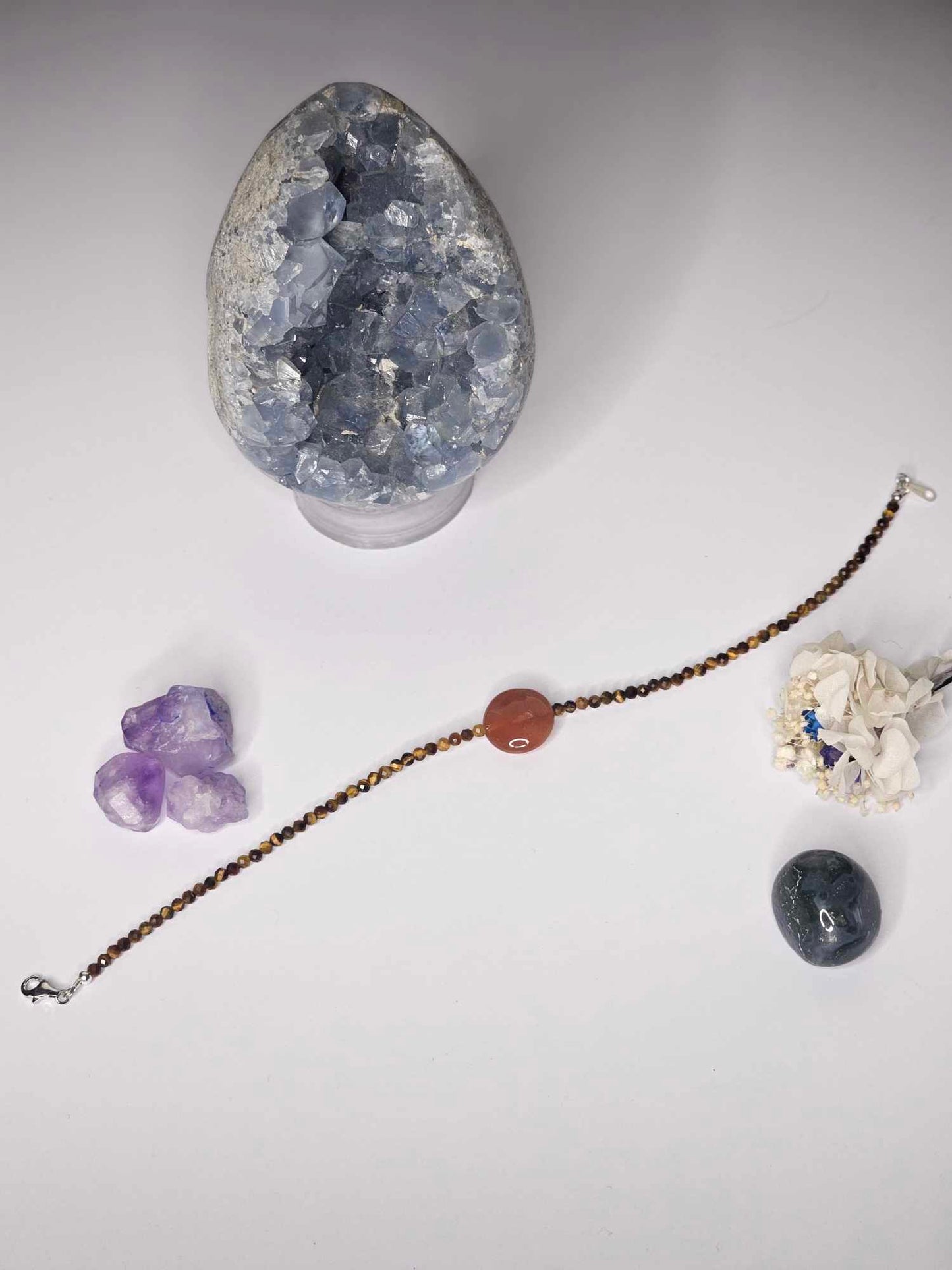 Tiger Eye and Carnelian Anklet