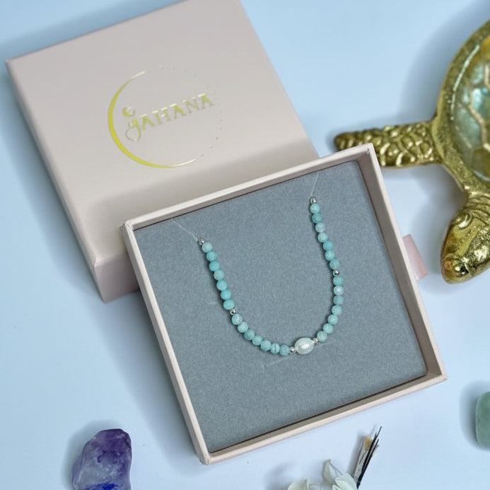 Amazonite and Freshwater Pearl Kids Bracelet