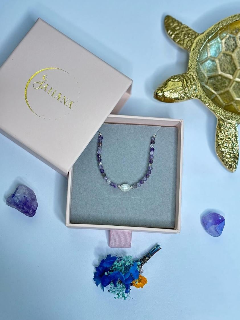 Amethyst Freshwater Pearl Sterling Silver Kids Bracelet
