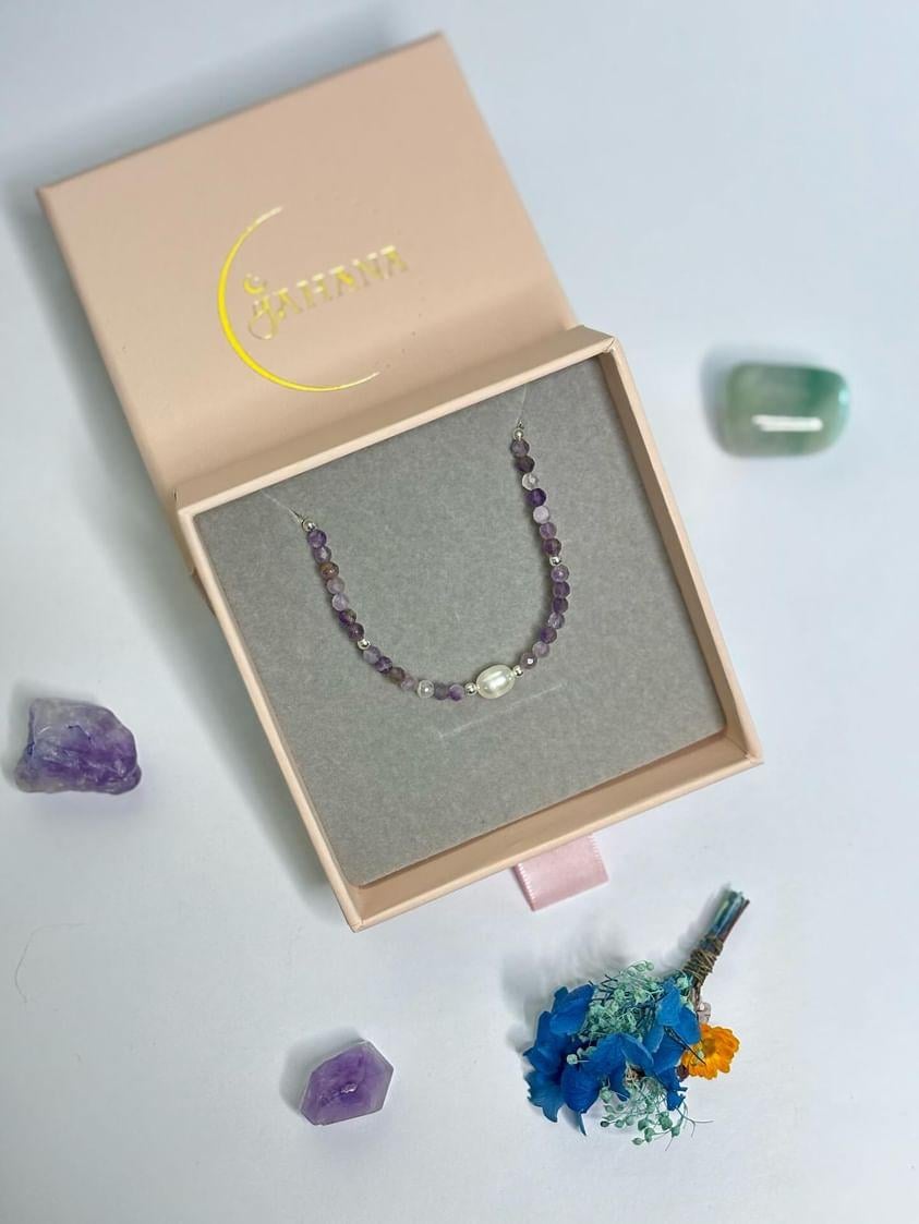 Amethyst Freshwater Pearl Sterling Silver Kids Bracelet