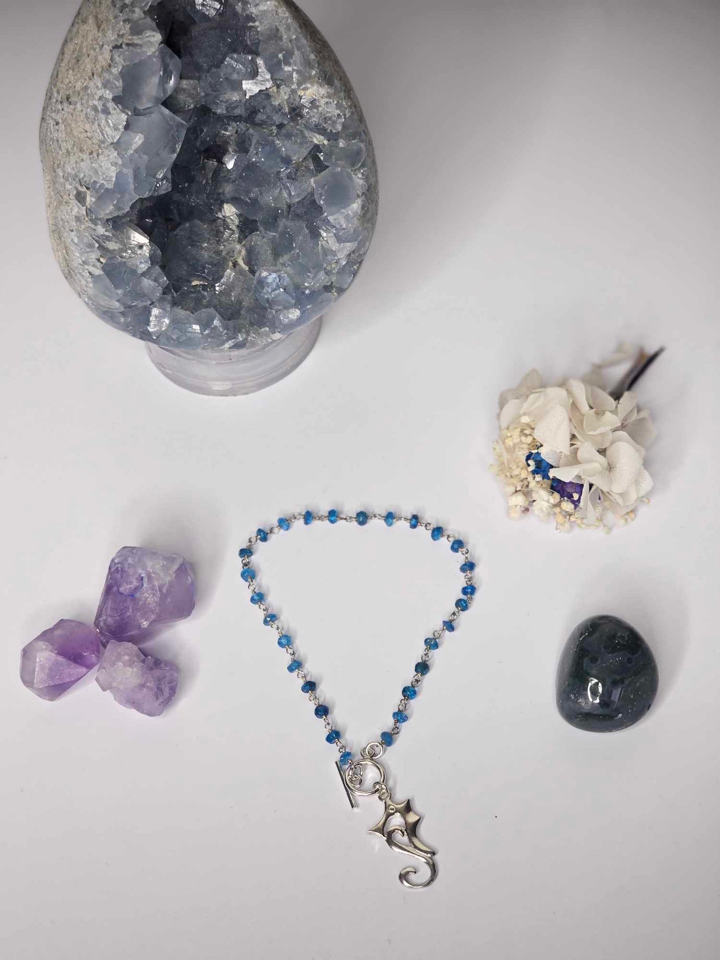 Sterling silver Apatite and Sea Horse Bracelet