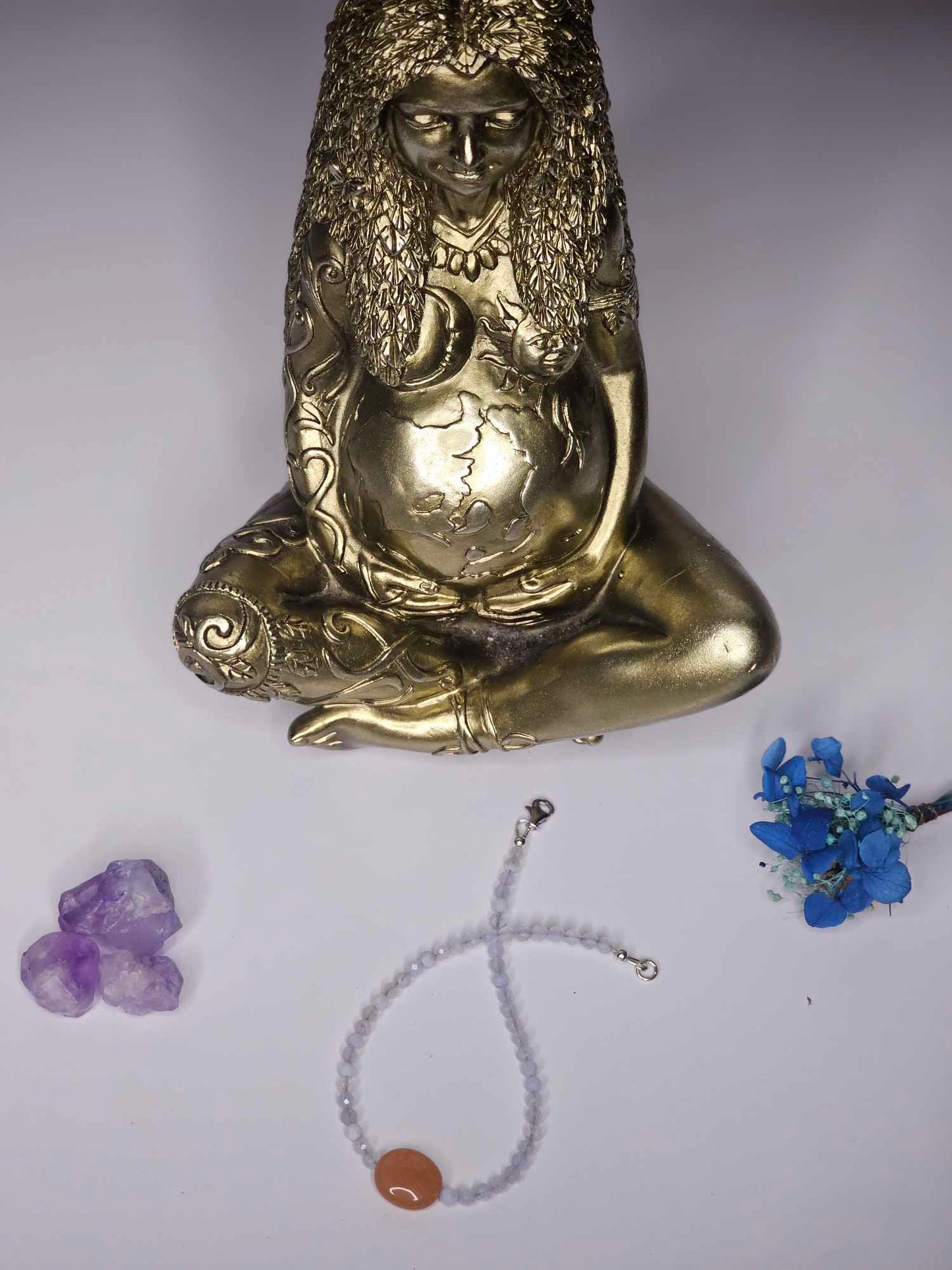 Chalcedony and Red Aventurine Anklet