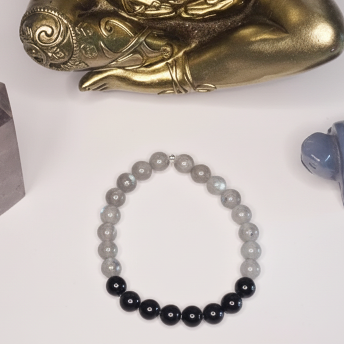 Labradorite and Black Tourmaline Bracelet