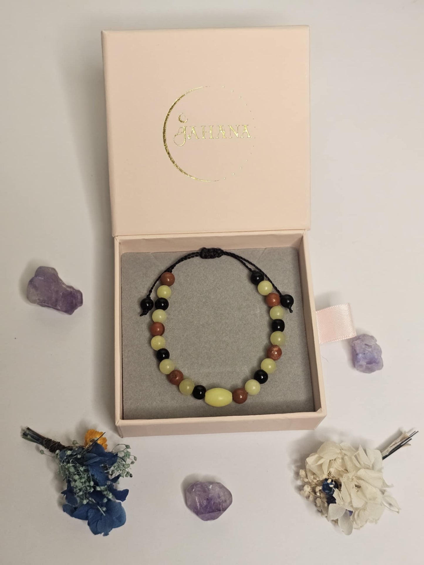 Olive Jade Obsidian Red Jasper Adjustable Bracelet