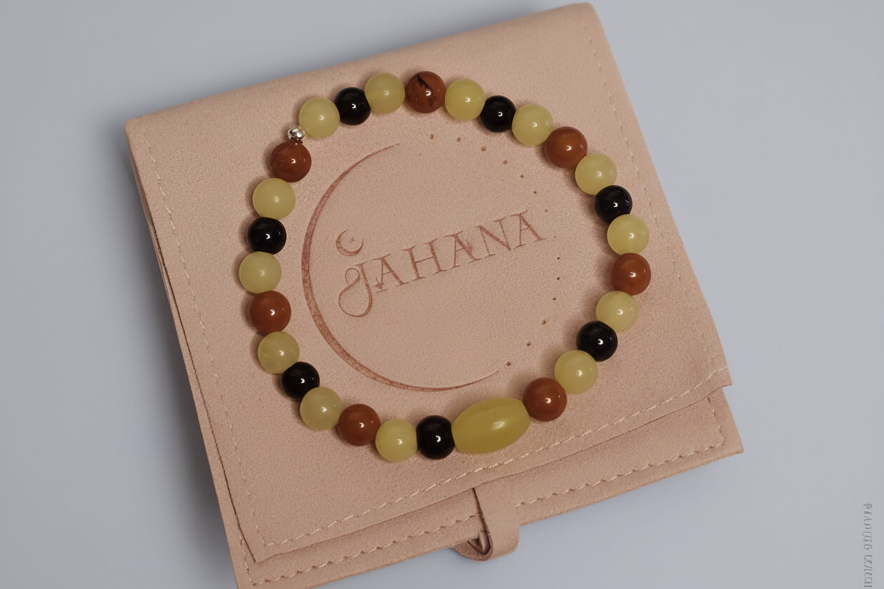 Olive Jade Obsidian and Red Jasper bracelet