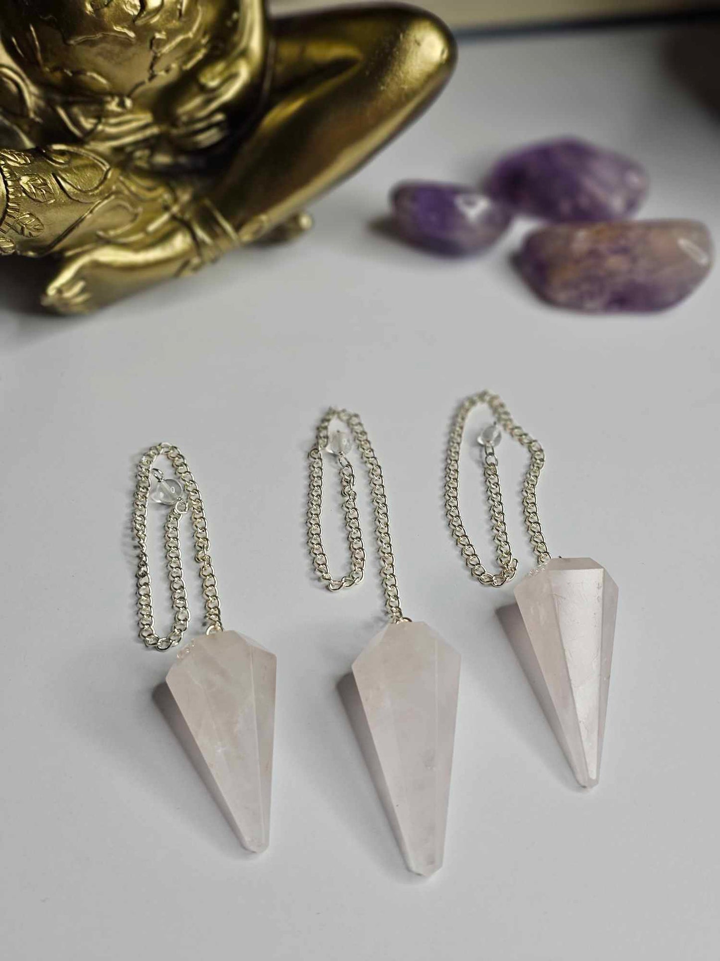 Rose Quartz Faceted Pendulum