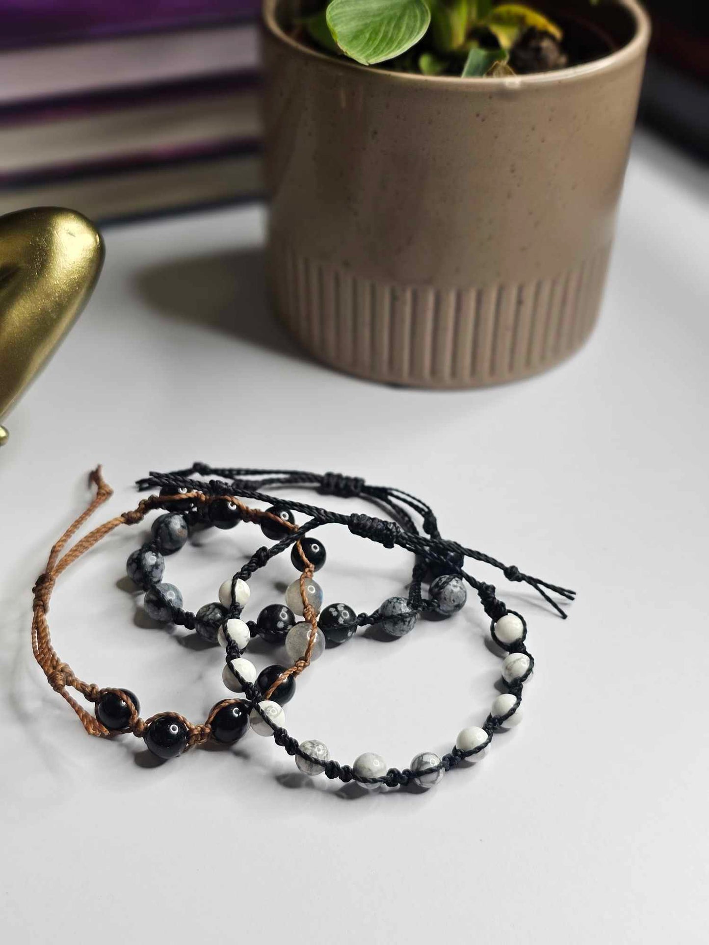 Snowflake Obsidian Black Bracelet