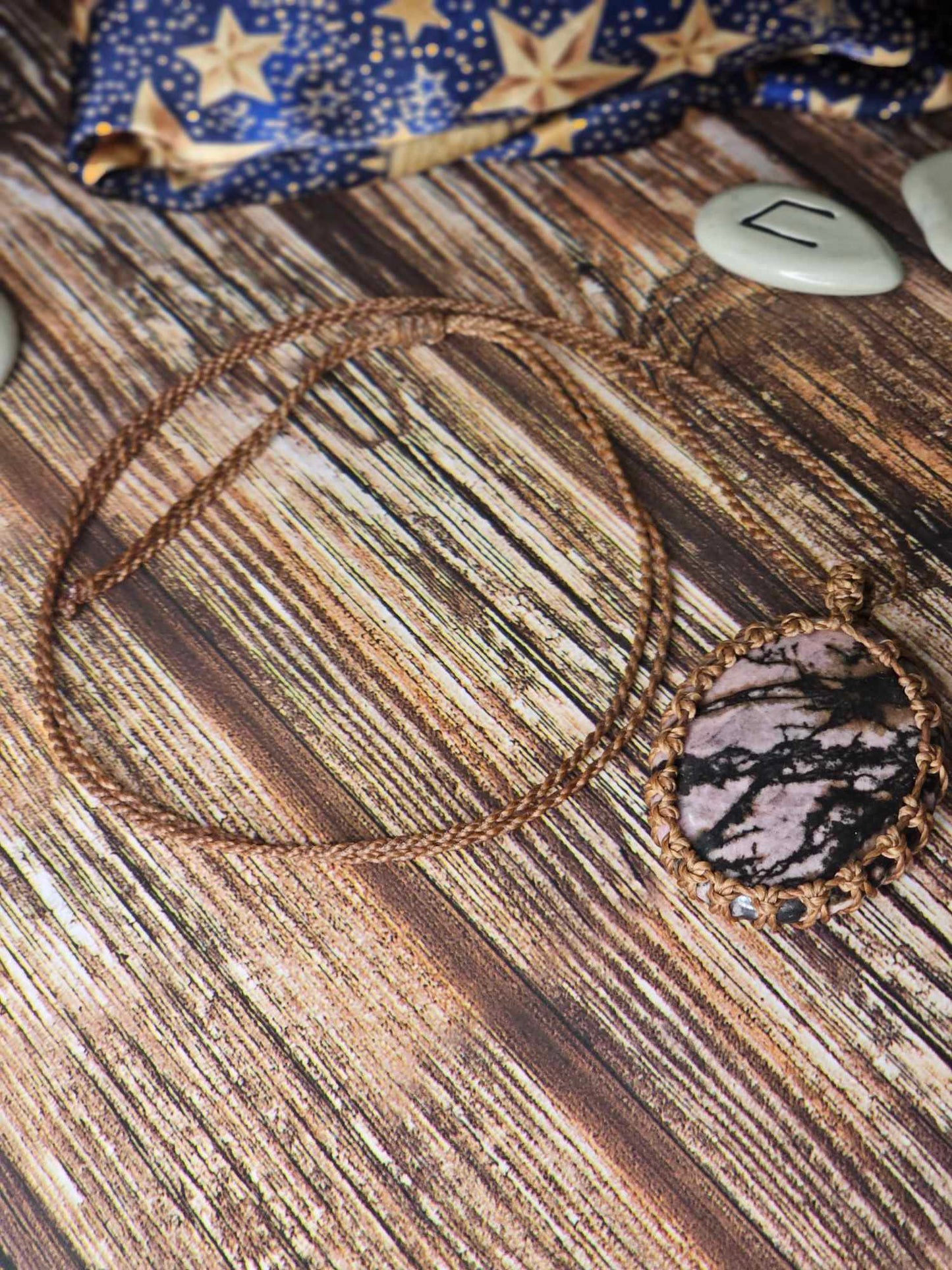 Rhodonite Oval Necklace Adjustable