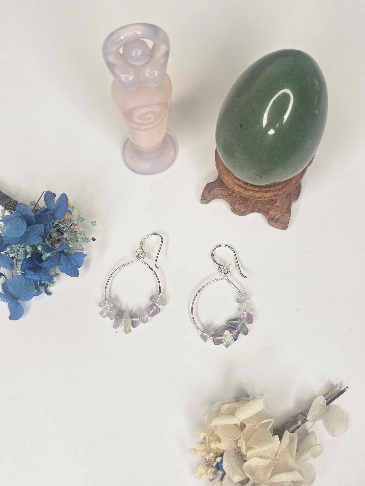 Fluorite Chip Hoop Earrings