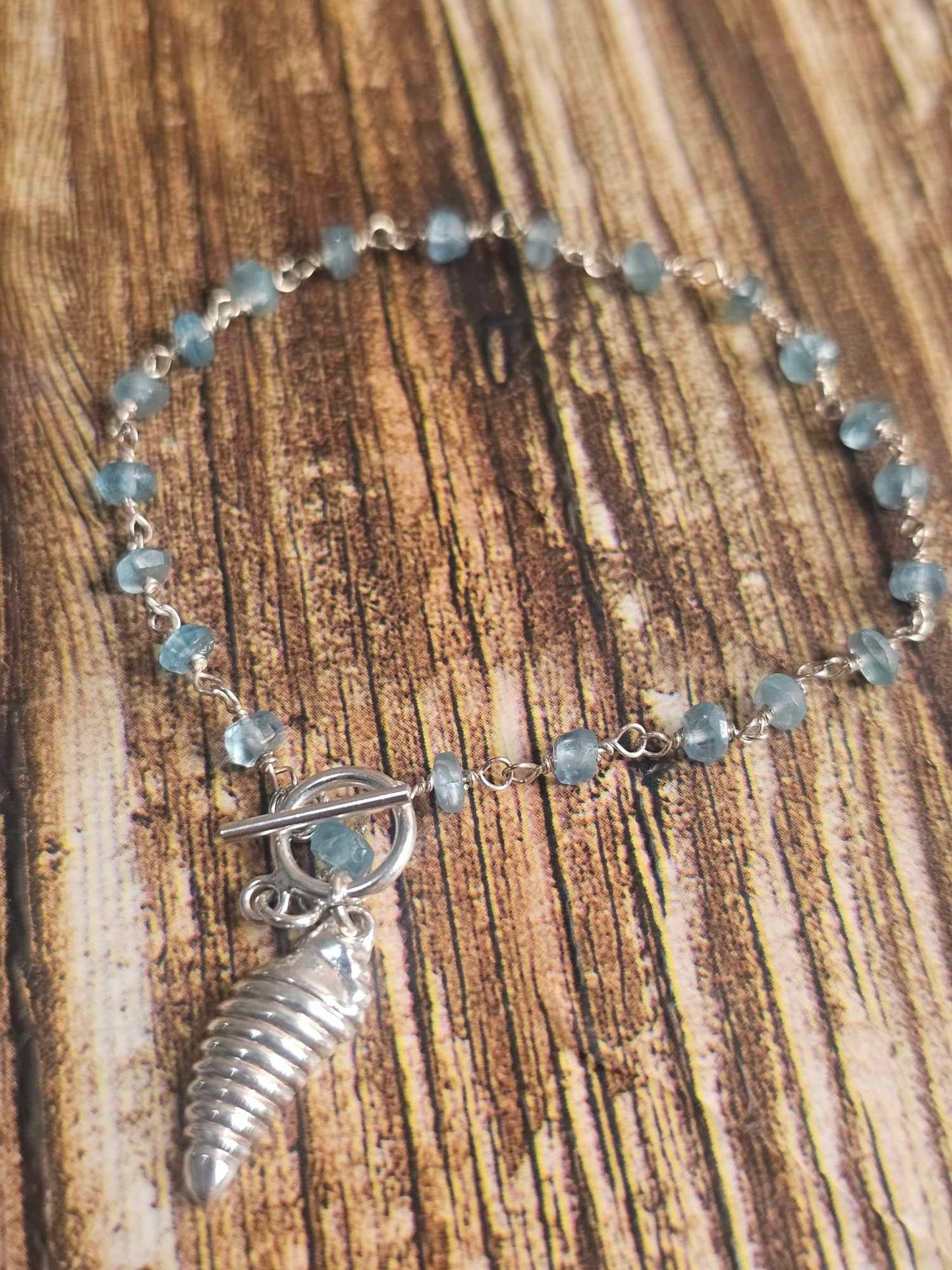 Sterling silver Shell And Blue Apalite Bracelet