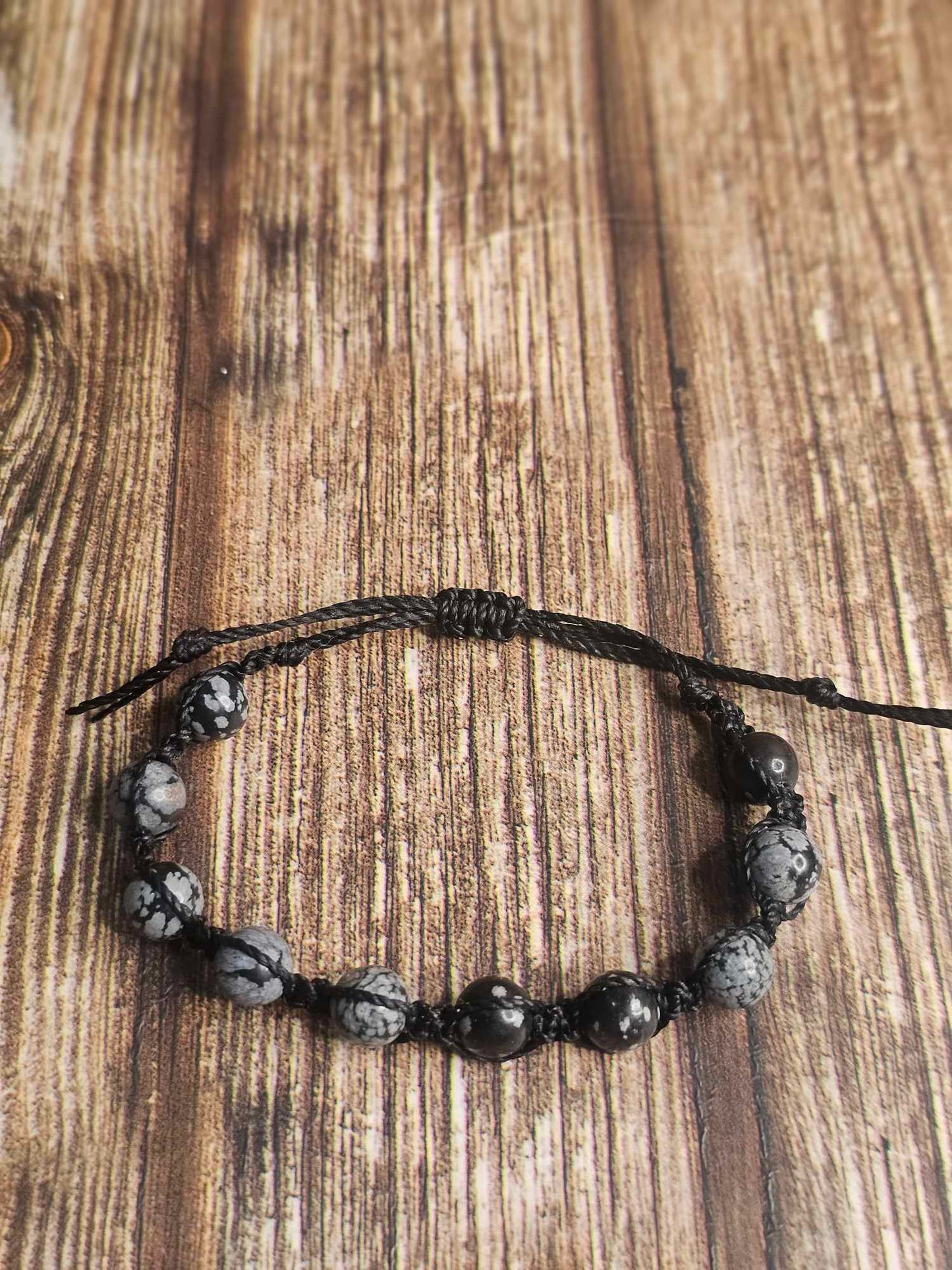 Snowflake Obsidian Black Bracelet