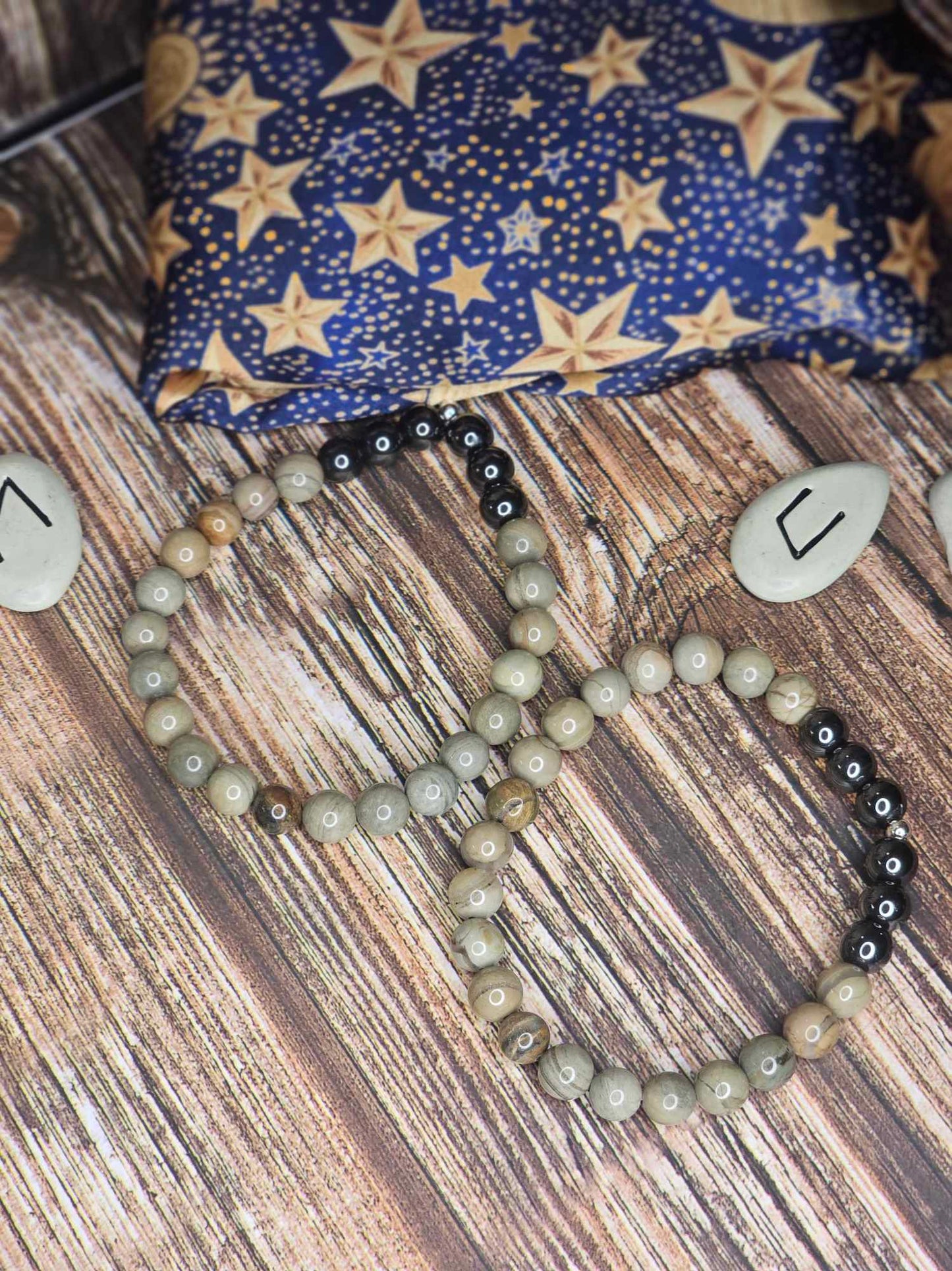 Silver Leaf Jasper And Hematite