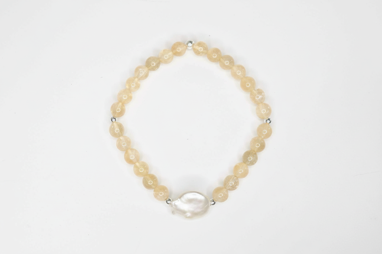 Citrine with Freshwater Pearl Bracelet