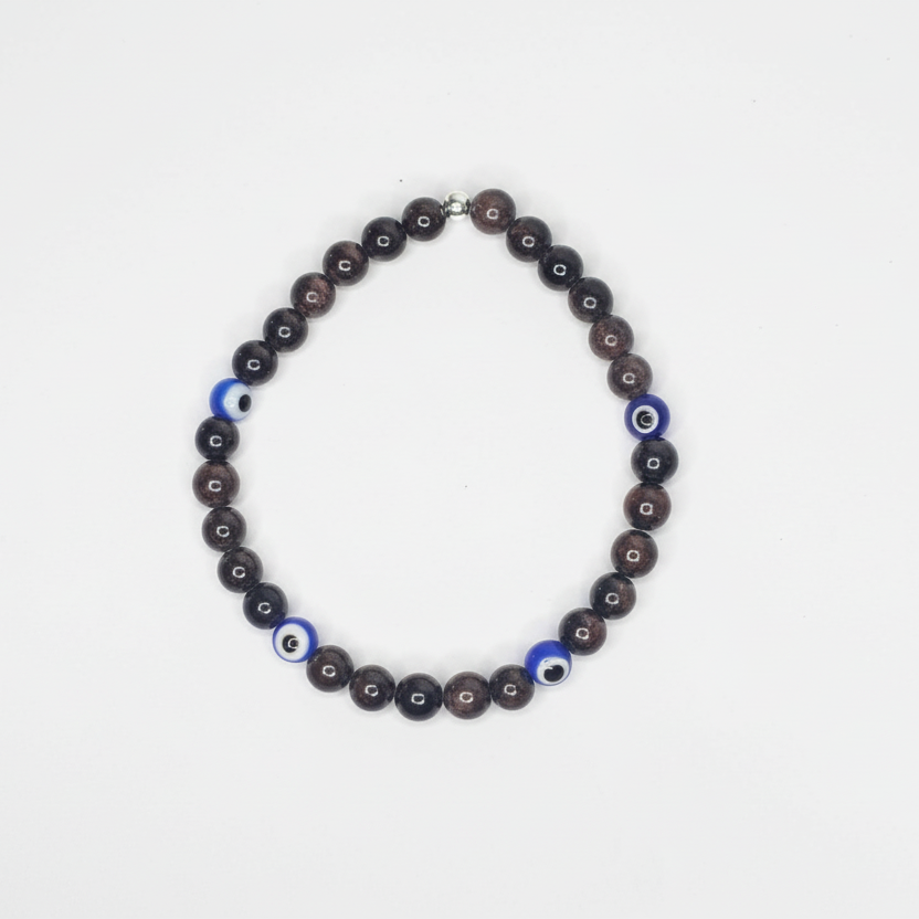 Garnet and Evil Eye Bracelet