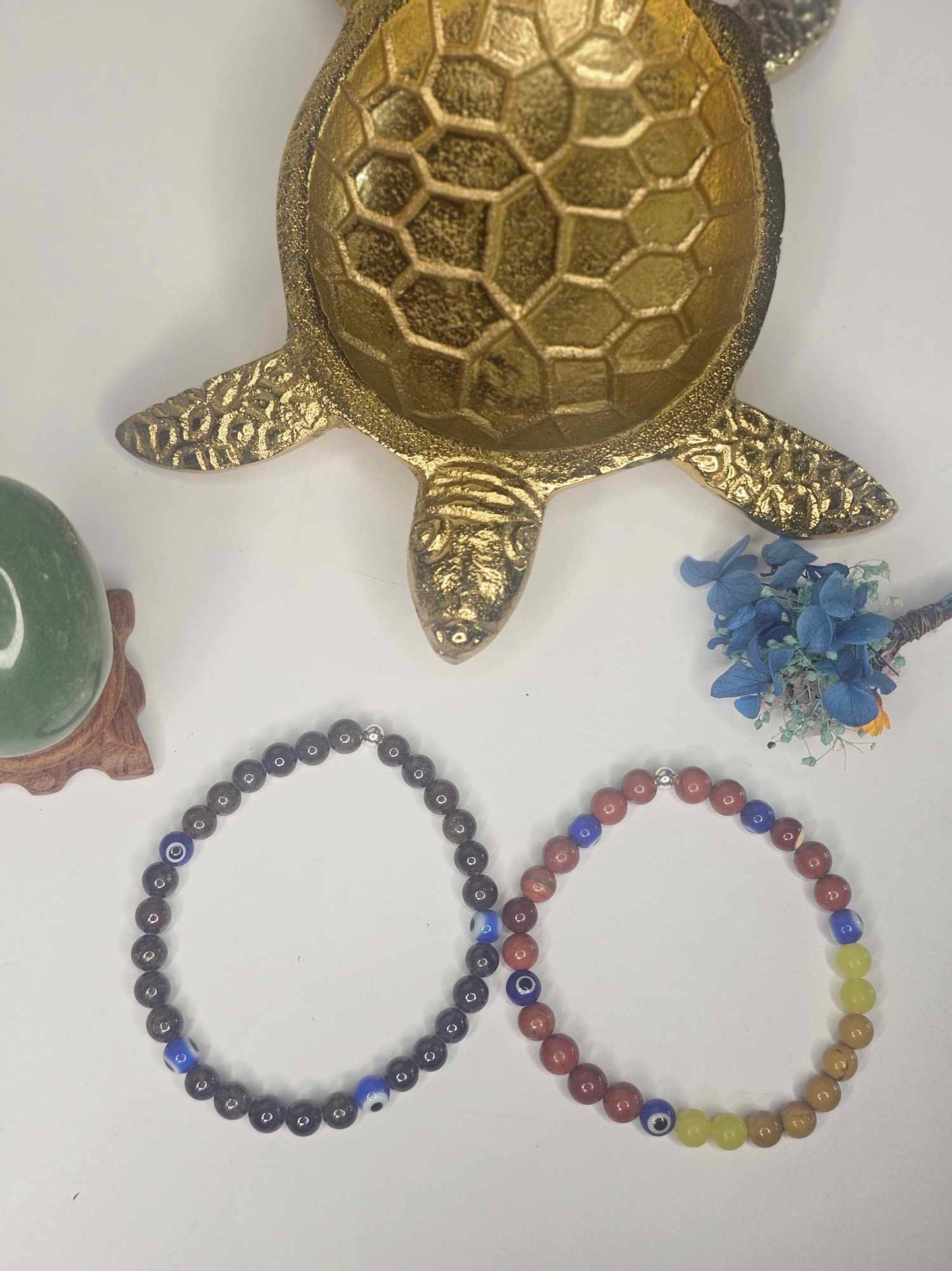 Mookaite Lemon Jade and Evil Eye Bracelet