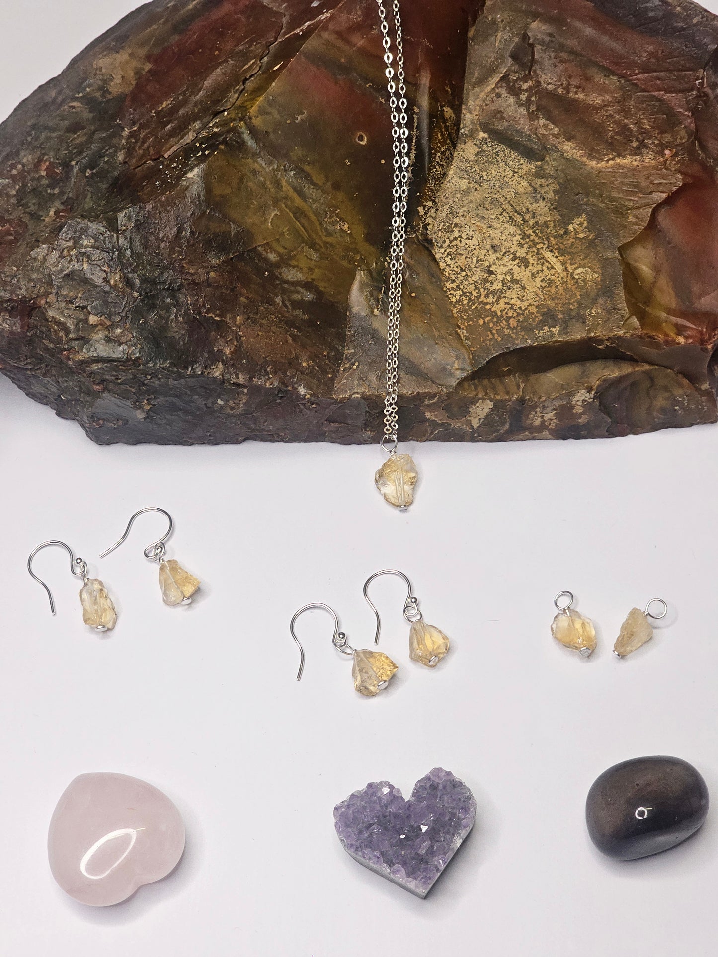 Raw Citrine Drop Earrings