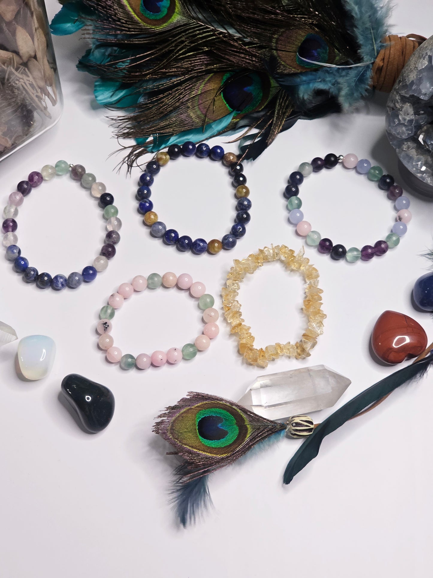 Cherry Blossom Jasper With Fluorite Bracelet