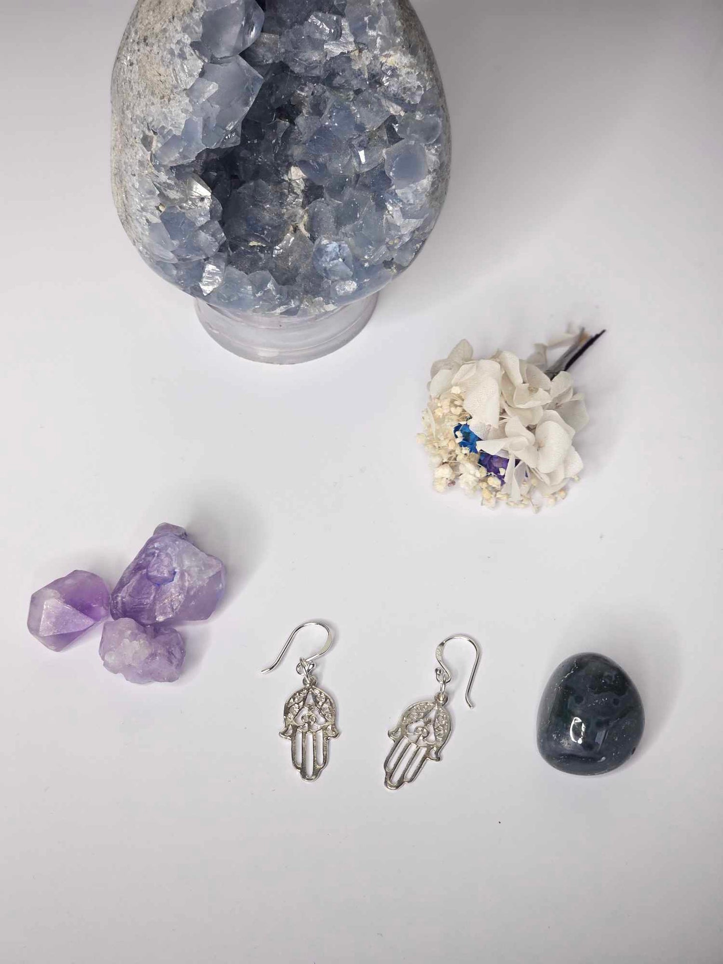 Sterling Silver Hamsa Hand Earrings