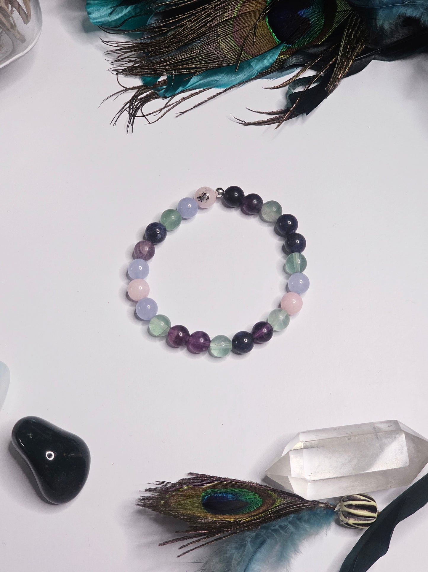 Aquamarine Cherry Blossom Jasper Fluorite Sodalite