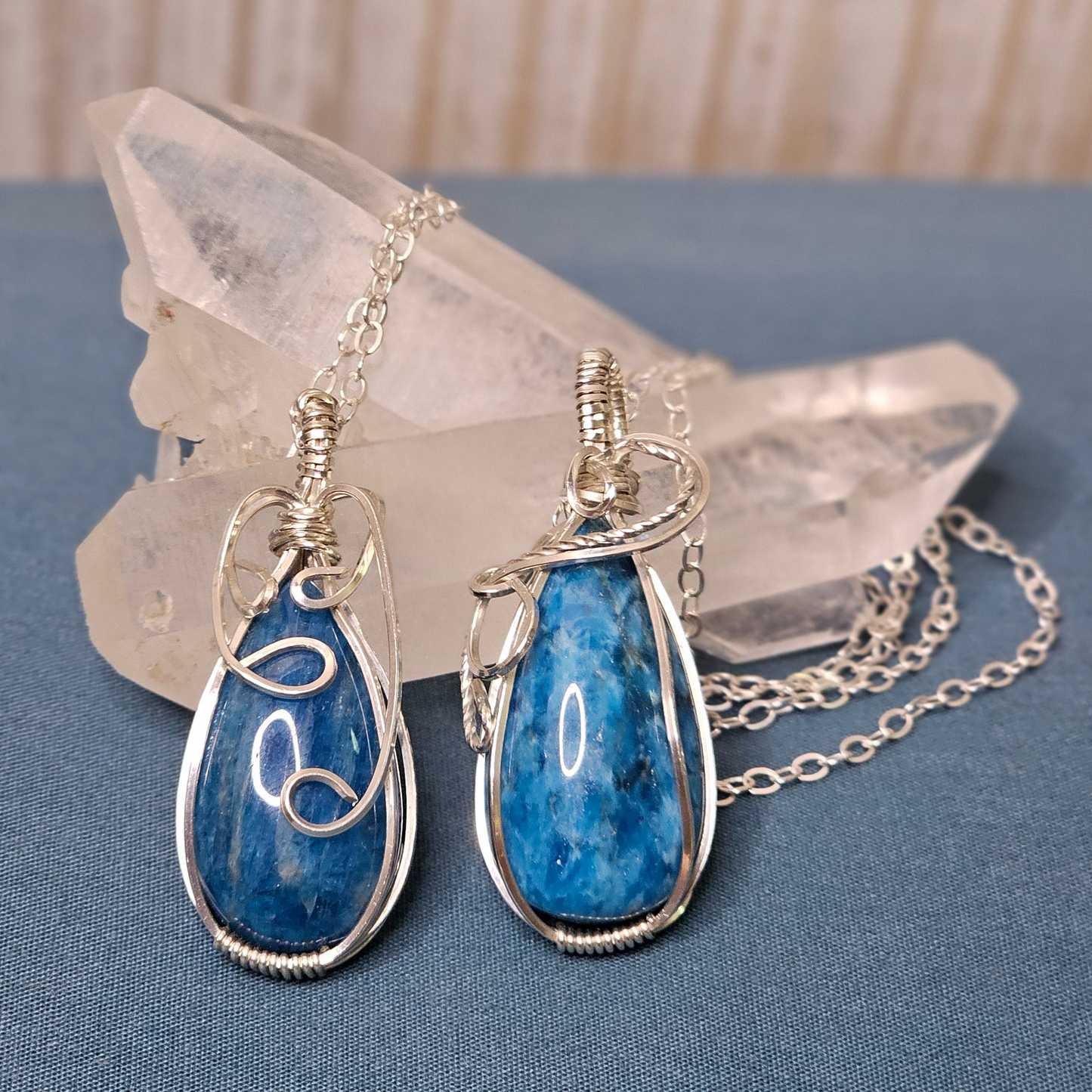 Blue Apatite Swirl Pendant