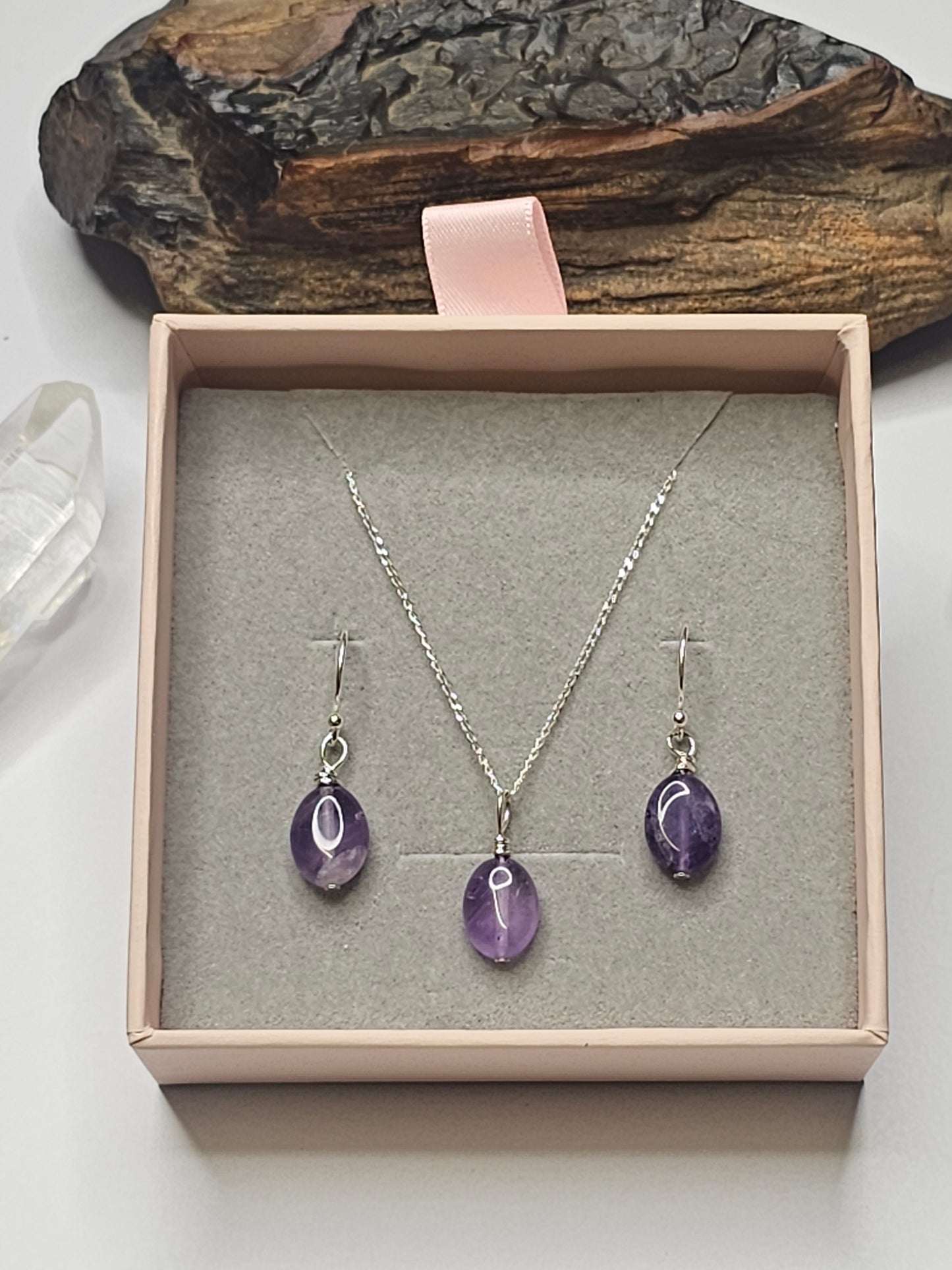 Amethyst Oval Gem Drop Pendant