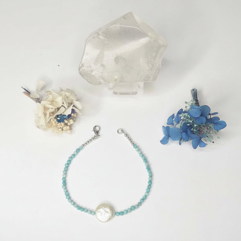 Amazonite & Freshwater Pearl Bracelet