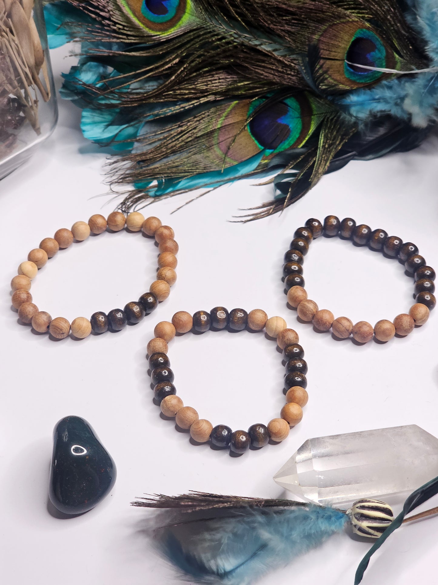 Rosewood and Wood Bead Bracelet