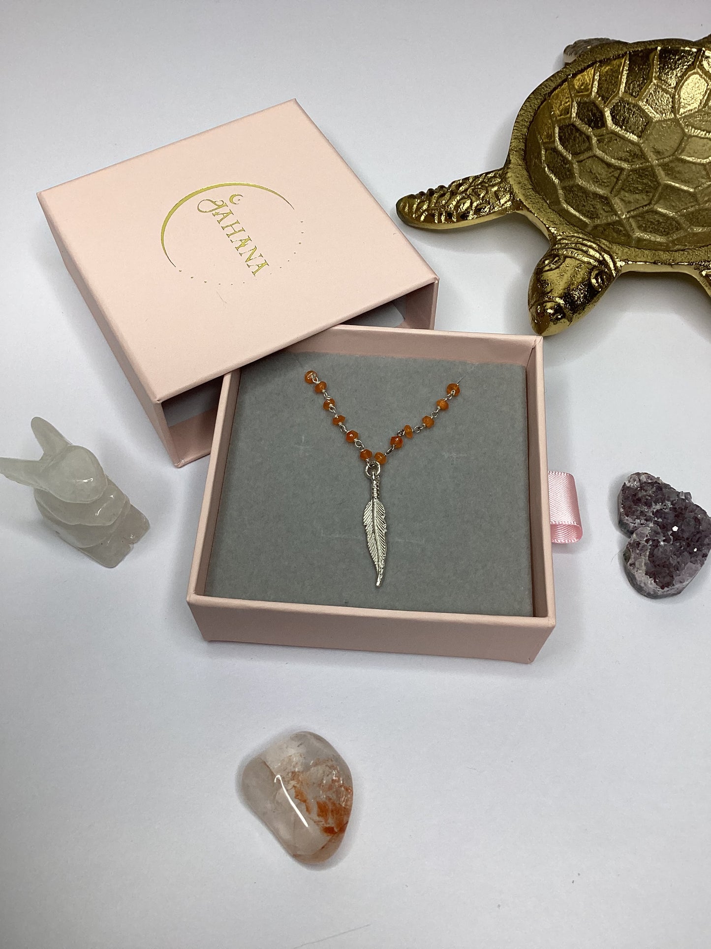 Carnelian with Feather Charm
