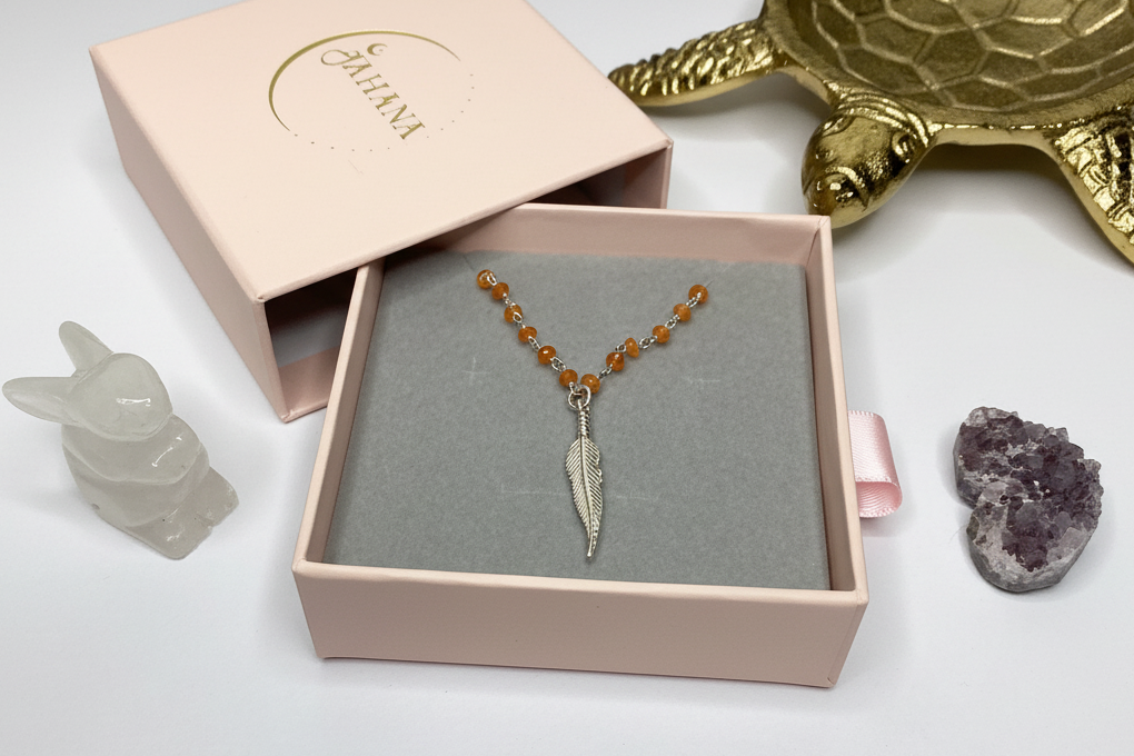 Carnelian with Feather Charm