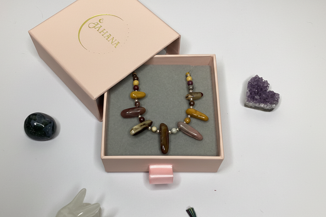 Mookaite Chip Sterling Silver  Necklace