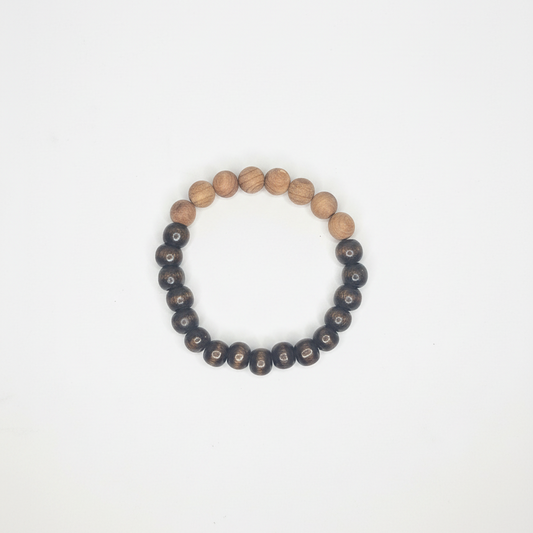 Rosewood and Wood Bead Bracelet