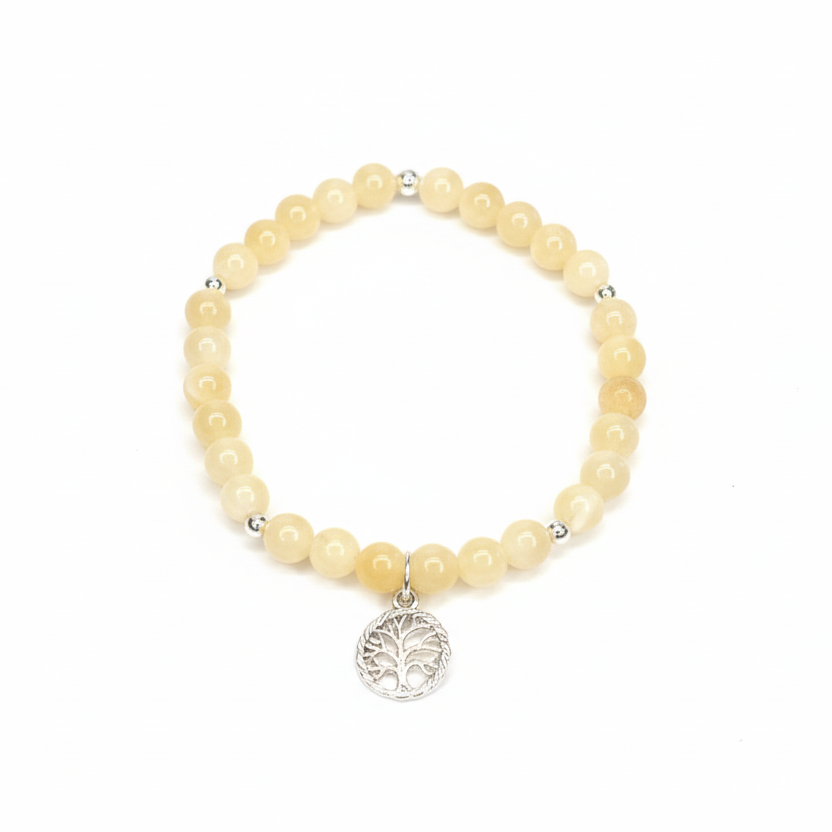 Yellow Jade with Tree of Life Charm