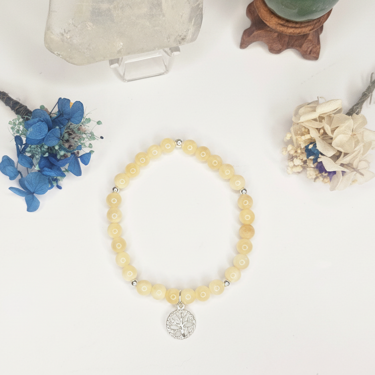 Yellow Jade with Tree of Life Charm