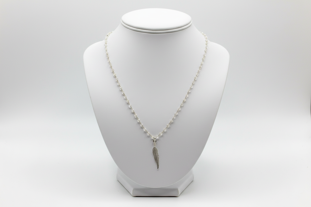 Moonstone with Feather Charm