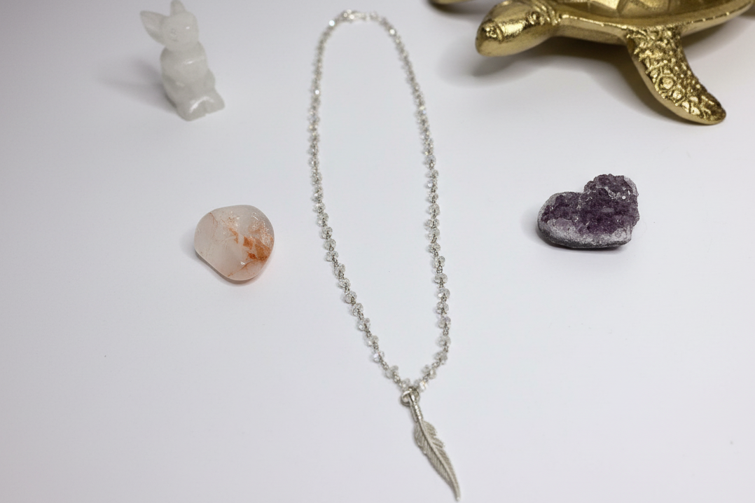 Moonstone with Feather Charm
