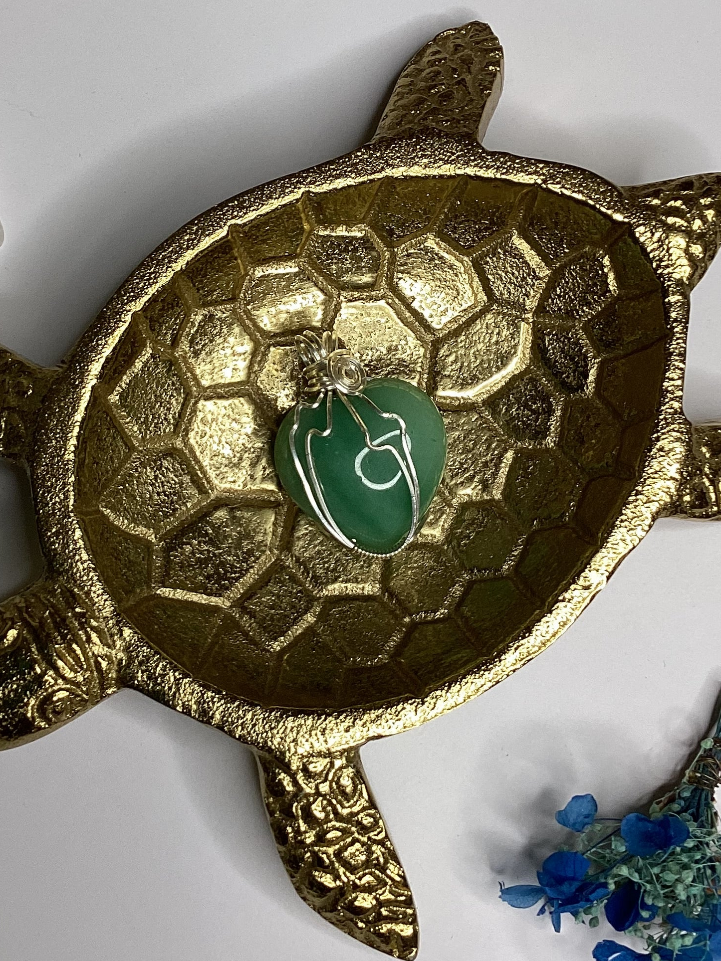 Green Aventurine Wrapped Heart