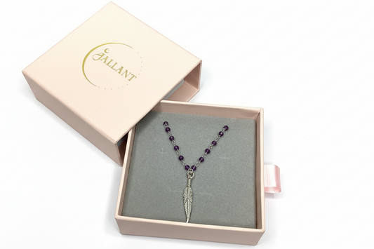 Amethyst with Feather Charm Necklace