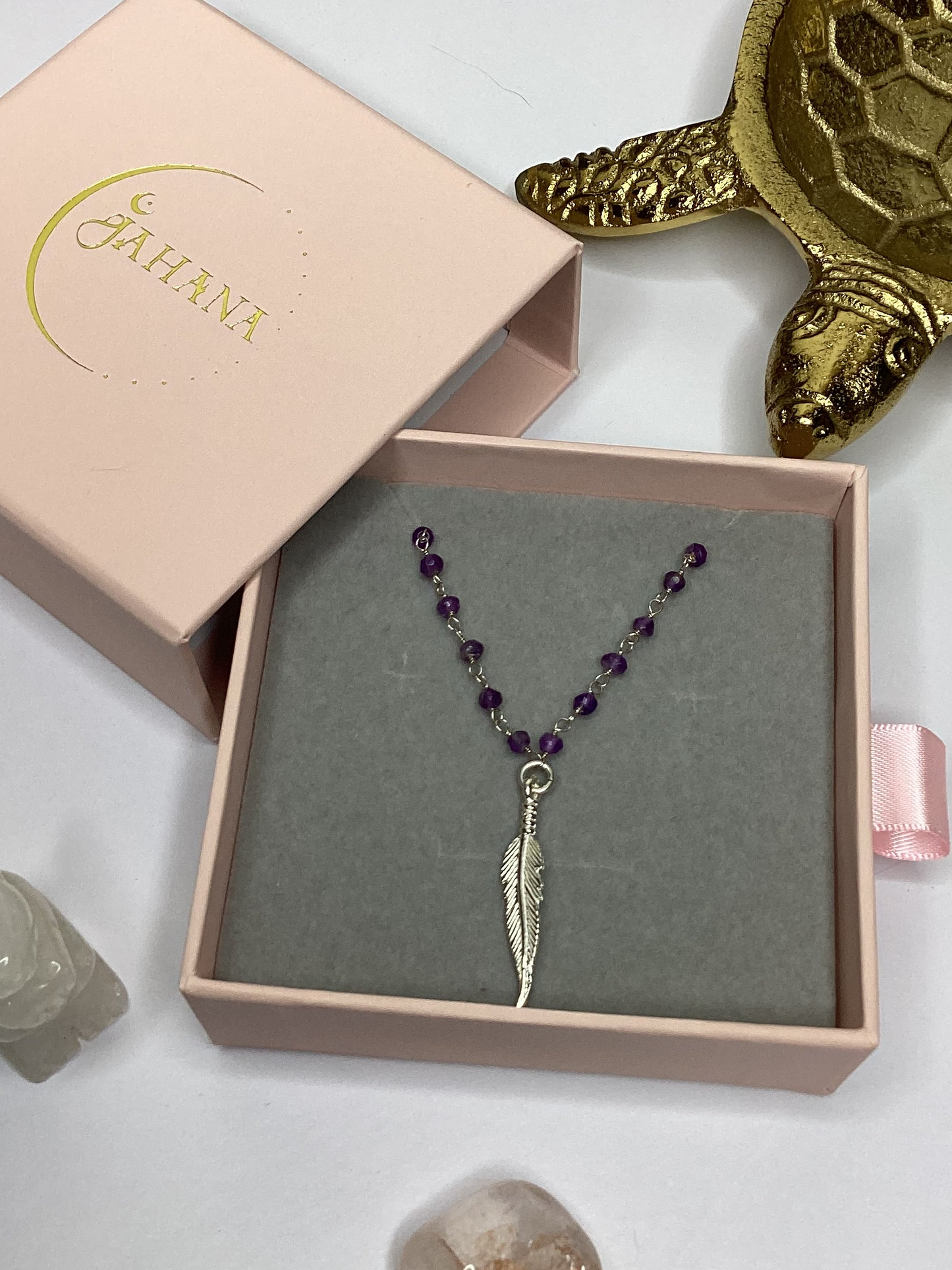 Amethyst with Feather Charm Necklace