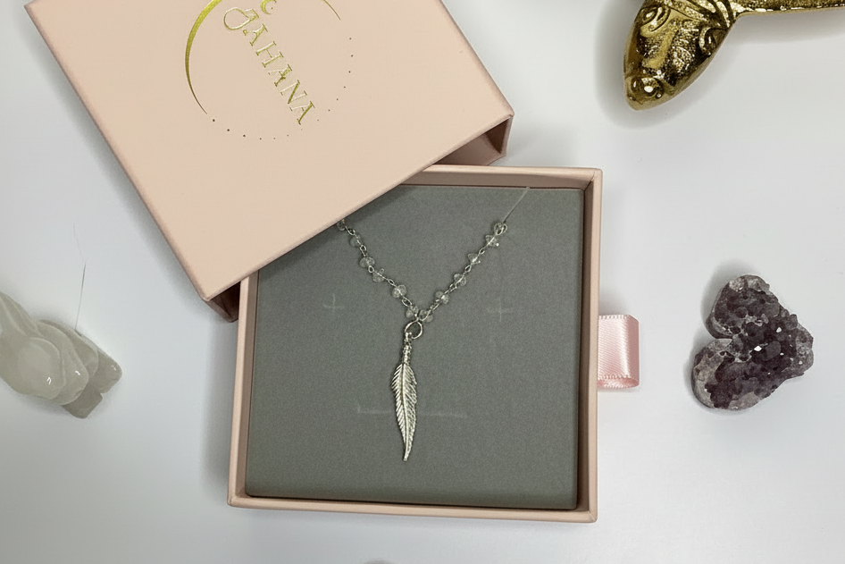 Moonstone with Feather Charm